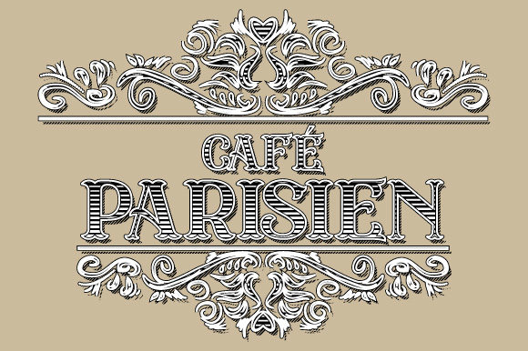 Vintage Frame Cafe Parisien Vector SVG